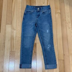 Indigo Rein Distressed Blue Ankle Jeans